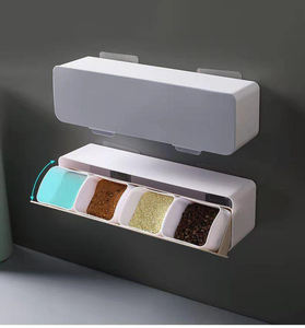 Nuovo prodotto innovativo in plastica a parete stagionatura Organizer <span class=keywords><strong>Box</strong></span> Set quattro Grid cucina contenitore spezie per sale pepe erbe - Product Image 4