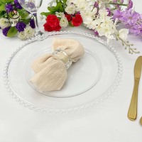 Assiettes de présentation décoratives en plastique transparent, rose, argent, or, perlées, de 13 pouces, pour événements, restaurants, mariages, vente en gros, à prix abordable