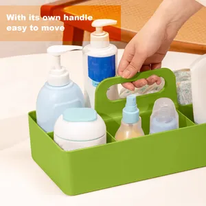 High Quality Basket Bin Makeup Storage Organizer Plastic Nursery Divided Basket Bin With Handle