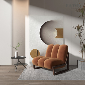 Sillón Individual Patou Tapizado en Madera Maciza, Reclinable Moderno para Sala de Estar, Estilo Nórdico Minimalista - Product Image 3