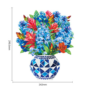 กระดาษป๊อปอัพช่อดอกไม้สีฟ้าพร้อมซองกระดาษ3D แบบสร้างสรรค์งานครบรอบโรงงาน - Product Image 2