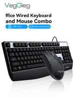 VegGieg - Juego de Teclado y Ratón con Cable, Resistente al Agua, de 104 Teclas, Diseño Ergonómico Ultrafino, para Uso en Oficina, Hecho a Medida