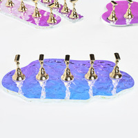En gros Aurora Iridescent Acrylique Ongles Présentoir Fée Fantaisie Base pour Portable Ongles Pratique Échecs Forme Manucure Outil