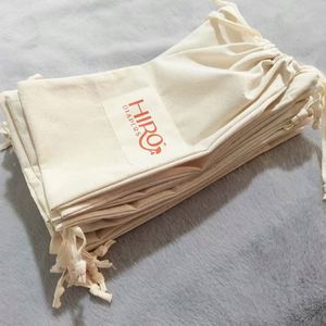 Custom Logo Printed Canvas <b>Muslin</b> Drawstring <b>Bags</b> Luxury Large Linen Canvas Handbags for Purse Shoe Dust Packaging - Product Image 2
