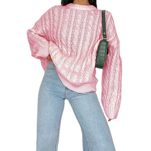 Pullover da <span class=keywords><strong>donna</strong></span> elegante e Versatile a manica lunga nuovo stile coreano <span class=keywords><strong>maglia</strong></span> attorcigliata di base per la primavera estate autunno - Product Image 4