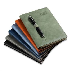 Custom Business Gift <b>Diary</b> <b>Notebook</b> Journal Leather Cover Printing Logo A5 Memo Pad with Pen Holder <b>Notebooks</b> - Product Image 1