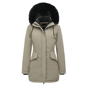 Nouvelle collection Hiver 2025 – Manteau long en coton simple pour <span class=keywords><strong>femme</strong></span> avec col en fourrure et revers, veste chaude en duvet de coton - Product Image 3