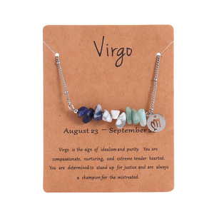 Collana con Combinazione di Dodici Pietre Zodiacali Best Seller, con Ciondolo in Acciaio Inossidabile e Catena in <span class=keywords><strong>Pietra</strong></span> Naturale Irregolare - Product Image 4