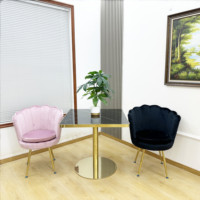 Offre Spéciale Chaise de Salle à Manger Pétale, Chambre à Coucher Simple en Velours Rose, Chaises de Salon de Maquillage Avec Dossier Coquille, Chaise de Coiffeuse
