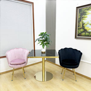 Ghế ăn kiểu cánh hoa bán chạy, phòng ngủ đơn giản, màu hồng nhung, phòng khách, ghế trang điểm có tựa lưng hình vỏ sò - Product Image 6