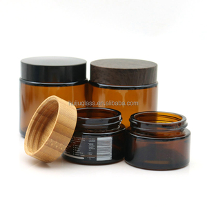 Pots de crème en verre ambré imprimés avec dessus en <span class=keywords><strong>bambou</strong></span> <span class=keywords><strong>noir</strong></span> Bouteilles en verre brun avec couvercle en <span class=keywords><strong>bambou</strong></span> 5g 10g 15g 20g 30g 50g 100g - Product Image 5
