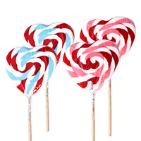 Op maat gemaakte HALAL 85g fruitige regenboog hartvormige handgemaakte swirl harde lolly snoep in doos voor Valentijnsdag