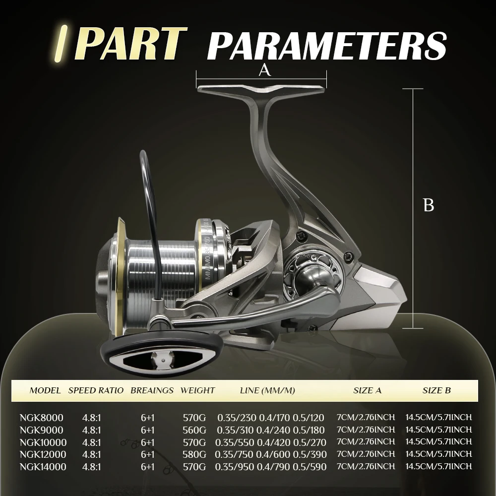 NGK Long Shot Casting Reel 8000/9000/10000/12000/14000 Beach Saltwater Freshwater Surf Fishing Reels Big Fishing Spinning Reel NGK Long Shot Casting Reel 8000/9000/10000/12000/14000 Beach Saltwater Freshwater Surf Fishing Reels Big Fishing Spinning Reel
