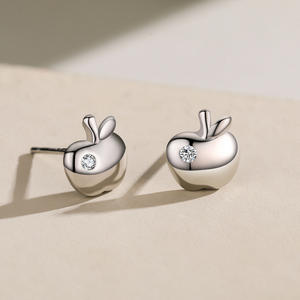Boucles d'oreilles en argent sterling S925 personnalisables, version cuivre, zircon rond taillé inspiré des fruits, un cadeau de la Saint-Valentin pour femmes - Product Image 3