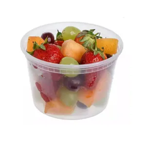 Food Storage Containers with Lids 8 oz 16 oz Round Clear Freezer Deli Cups Container