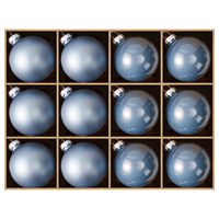Ensemble de boules de Noël en verre bleu brume de haute qualité, 60 mm et 80 mm, en boîte, personnalisé, lot de 12 pièces, écologique, décoration suspendue pour arbre de Noël