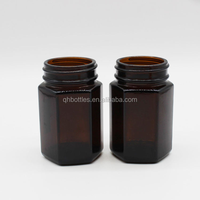Bouteille en verre ambré personnalisée de 180 ml, 280 ml, 380 ml en verre massif, matière première, pour emballage de suppléments vitaminiques, avec couvercle électroplaqué pour capsules
