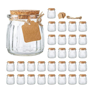 Venta caliente pequeña botella de vidrio transparente para plantas carnosas con tapa de PE de extremo abierto fácil para comida de bebé gelatina yogur pudín botella contenedor - Product Image 1