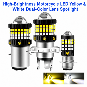 หลอดไฟหน้ารถมอเตอร์ไซค์ YD <span class=keywords><strong>H4</strong></span> BA20D P15D LED สองสี เหลือง-ขาว ความสว่างสูง พร้อมเลนส์โปรเจคเตอร์ - Product Image 1