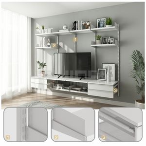 خزانة تلفزيون قابلة للتعديل مجانًا مثبتة على الحائط رف كتب عالي الجودة من الفولاذ الكربوني رفوف تخزين ورفوف مخصصة بسيطة - Product Image 6