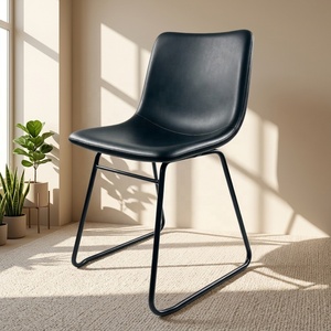 Chaise de salle à manger certifiée CAL 117 avec étiquette de conformité, chaise d'appoint moderne rembourrée en PU, pieds en métal noir pour projets commerciaux aux États-Unis - Product Image 3