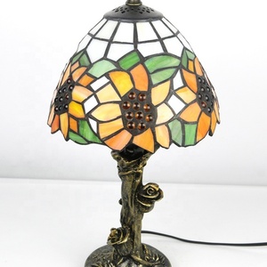 Lampe de bureau LongHuiJing de 8 pouces, style campagnard américain, lampe Tiffany en verre teinté, abat-jour tournesol - Product Image 6