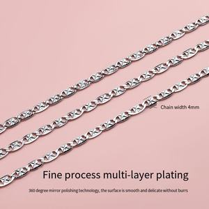 Cadena Figaro Brillante de Plata de Ley S925 Italiana, Cadena Hip Hop para Collar de Mujer, Venta al Por Mayor - Product Image 3