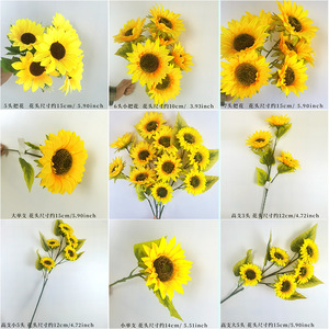 Aranjamiento de girasoles artificiales de rama alta, flores de seda y plástico para decoración del hogar y bodas - Product Image 6