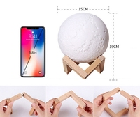 Lampe de nuit LED numérique 3D portable de 15 cm en forme de lune avec contrôle tactile, piles incluses et intensité réglable pour chambre à coucher