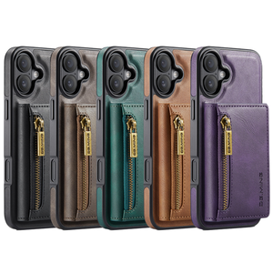 Hot Luxury Business Leather Wallet Case con tarjetero Diseño desmontable Coque magnético para <span class=keywords><strong>iPhone</strong></span> 15 16 Pro Max Cover para hombres - Product Image 1