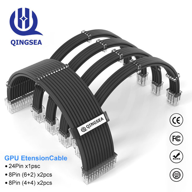 Factory Custom ATX GTX 18AWG 24Pin 4+4Pin/6+2Pin Sleeved Cables PSU Cable Extension PC Kit Exclusively for Pc case