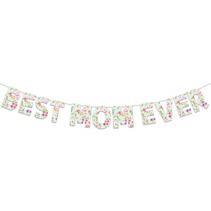 Bannières de fête pour la fête des mères, décorations florales en lettres, rectangulaires, durables, style élégant, décorations pour la scène de la fête des mères - Product Image 5