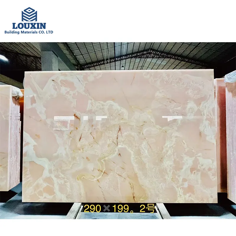 Fornecedor de lajes de mármore ônix rosa natural para vilas de alta qualidade
