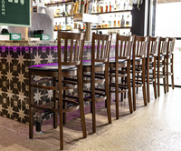 Chaises de bar en bois avec assise rembourrée en cuir PU, tabourets de comptoir en bois massif pour restaurant, café, pub, mobilier