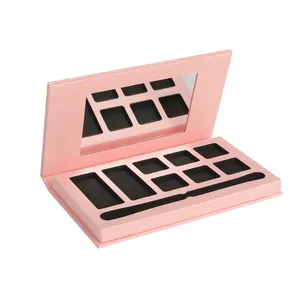 Caja de embalaje de paleta de sombras de ojos esmaltada de belleza cosmética compacta de cartón exquisito personalizado