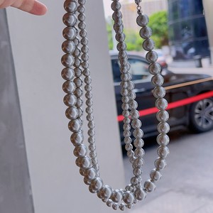 XL11606M43 Collar Gargantilla Versátil de Estilo Japonés y Coreano con Cuentas Grises, Imitación de Perlas y Baño de Oro para Mujer, Ideal para Fiestas de Alta Gama - Product Image 5