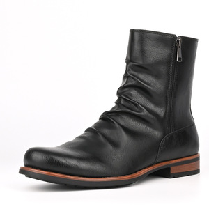 Brown Leather Ankle <b>Boots</b> Round Toe Zip Closure <b>Boot</b> Anti Slip Rubber Outsole Style Men's Shoes Wholesale Men's Casual Shoes - Product Image 6