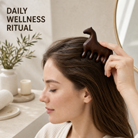 Peigne de massage en bois de santal doré pour le meridien du cheval, outil Gua Sha en bois pour le cuir chevelu, pour le spa et les soins personnels