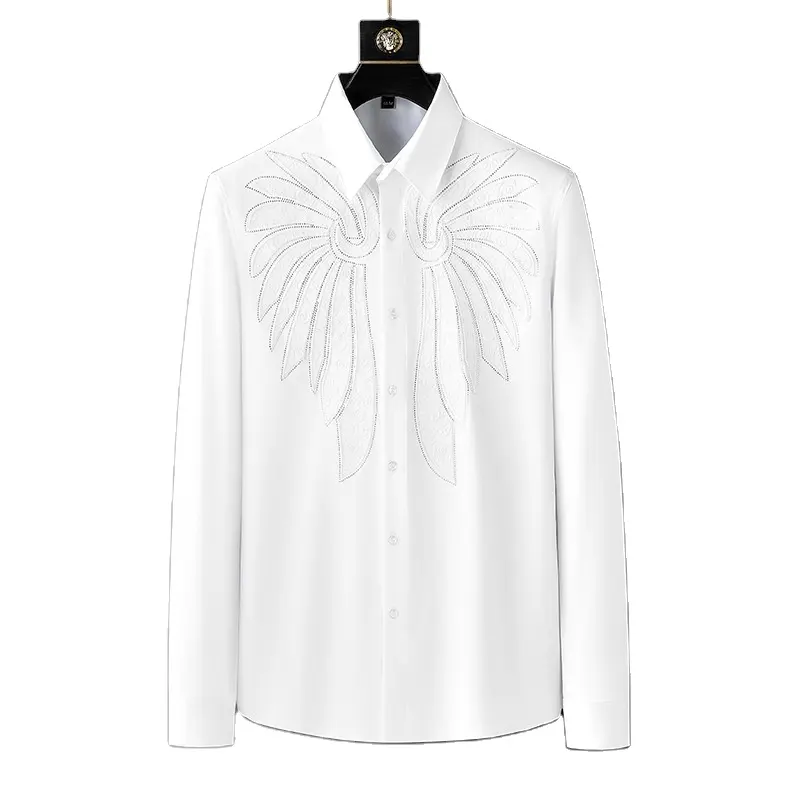 Роскошные рубашки со стразами сплошной цвет с длинным рукавом Повседневная рубашка тонкая социальная Вечеринка смокинг деловое формальное платье Блузка