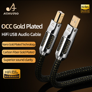Chất lượng cao OCC mạ vàng <span class=keywords><strong>USB</strong></span> Cáp âm thanh với sợi carbon mạ Vàng C-C A-B kết nối Mixer <span class=keywords><strong>DAC</strong></span> máy tính Hifi <span class=keywords><strong>USB</strong></span> - Product Image 2
