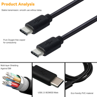 Precio barato personalizado negro niquelado PD 60W Usb 2,0 Cable 1M 1,5 M 2M carga rápida Usb C Cable