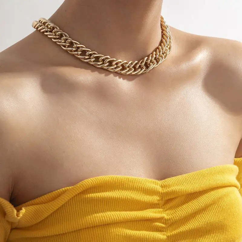 Neuankömmling Aluminium kette Halskette Punk Kragen Ästhetische Franco Goldkette Halskette für Frauen Paar Einfacher Schmuck