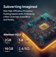 Boîtier décodeur intelligent 4K Android 14 Q1 Mortal personnalisable pour fabricants OEM, Allwinner H313, Wi-Fi double bande 5G, Quad Core, Ethernet, Commande vocale