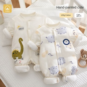 Tuta per bambini in cotone 100% ispessita 120g in cotone caldo con chiusura a bottone <span class=keywords><strong>vestiti</strong></span> da arrampicata con motivo animale - Product Image 1
