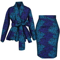 Ensemble haut et jupe pour femmes africaines, ensemble de jupes à manches longues pour femmes, costumes imprimés Ankara, vêtements de fête personnalisés en coton Wy10871