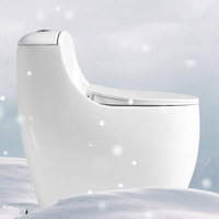 WC monobloc en céramique facile à nettoyer avec abattant à fermeture douce, chasse d'eau par siphon, à poser au sol, pour hôtels (vente en gros)