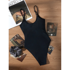 Costume da Bagno Intero Nero Sexy con Taglio Alto, Bikini alla Moda per Fitness - Product Image 2