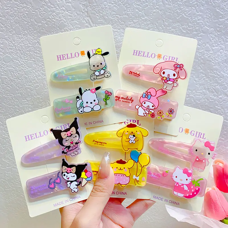 Jiamu Thiết Kế Mới Hàn Quốc Phong Cách Dễ Thương Phim Hoạt Hình Sanrio Acrylic Tóc Clip Set Ngọt Ngào Ins Bán Buôn Hairgrip Cho Cô Gái