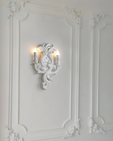 Simig Lighting Midcentury Luxury Baroque Style Cone Plâtre blanc Ekena Plâtre Applique murale