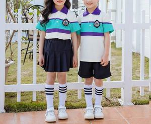 Simpatiche uniformi di cotone blu e bianco per il Design estivo dei bambini per le scuole primarie e secondarie - Product Image 6